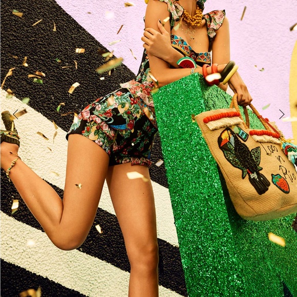 Camilla Multicolor Floral bustier top with shoulder frill - Picture 2 of 9